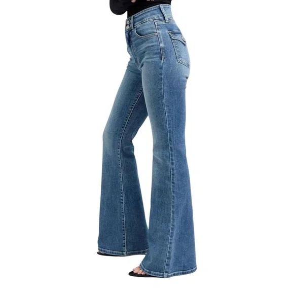 NWT Judy Blue Womens Medium Wash High Waist Flare Jeans Size 13/31 - Picture 3 of 12